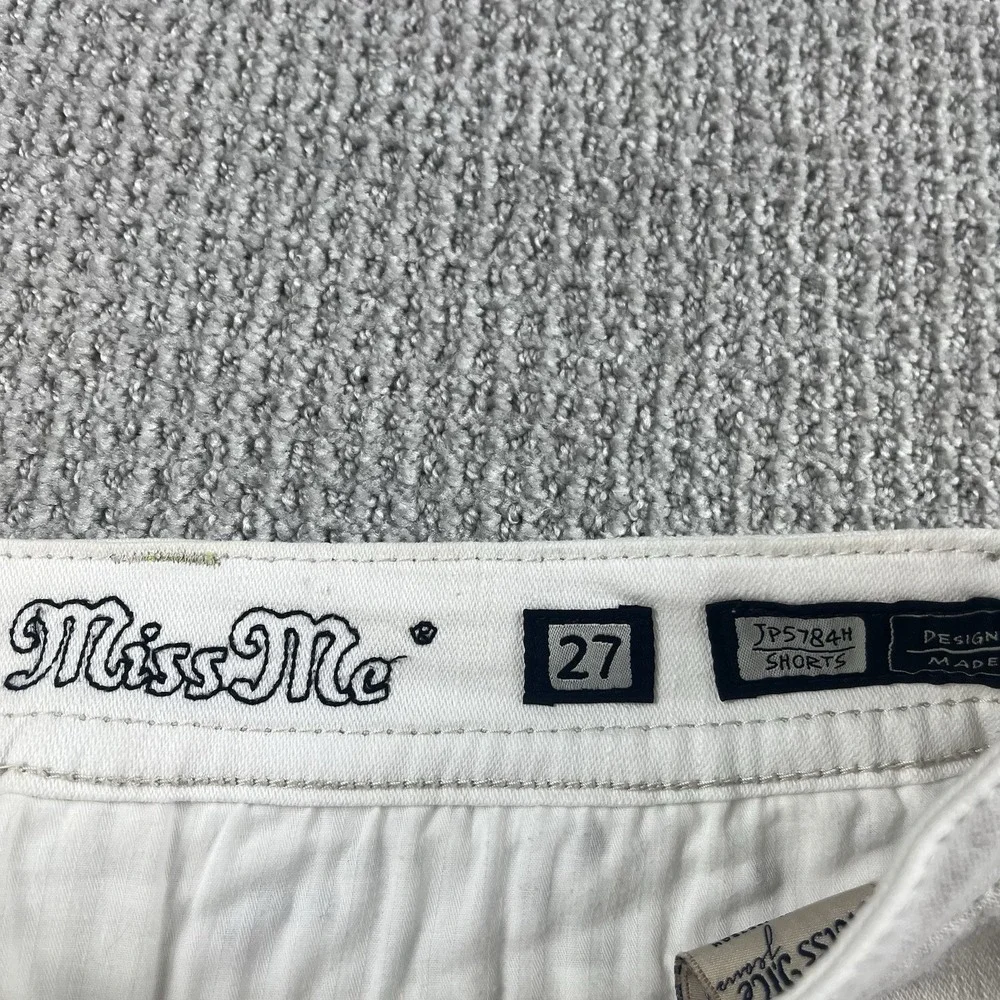 Miss Me Womens Jean Shorts White Denim Size 27 Floral Embellished Pockets